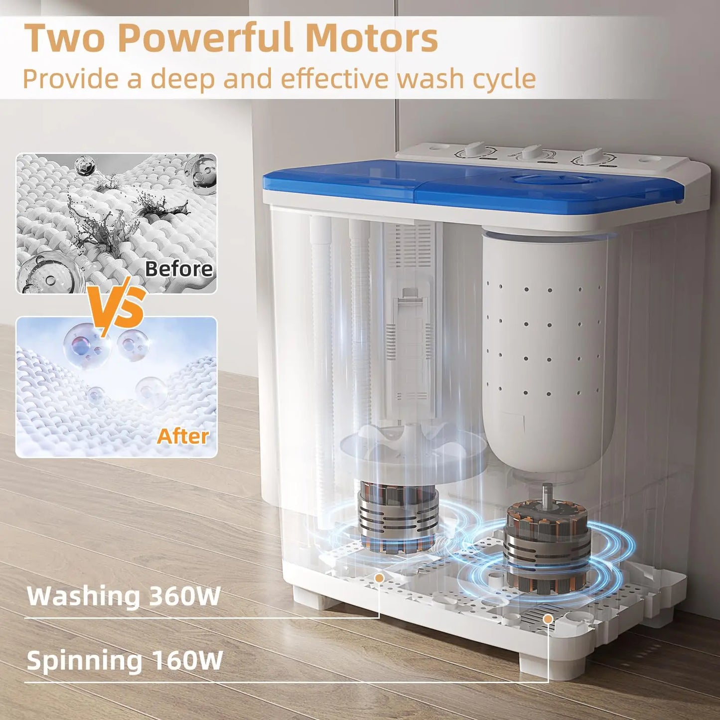 20Lb Portable Twin Tub Washing Machine with Drain Pump