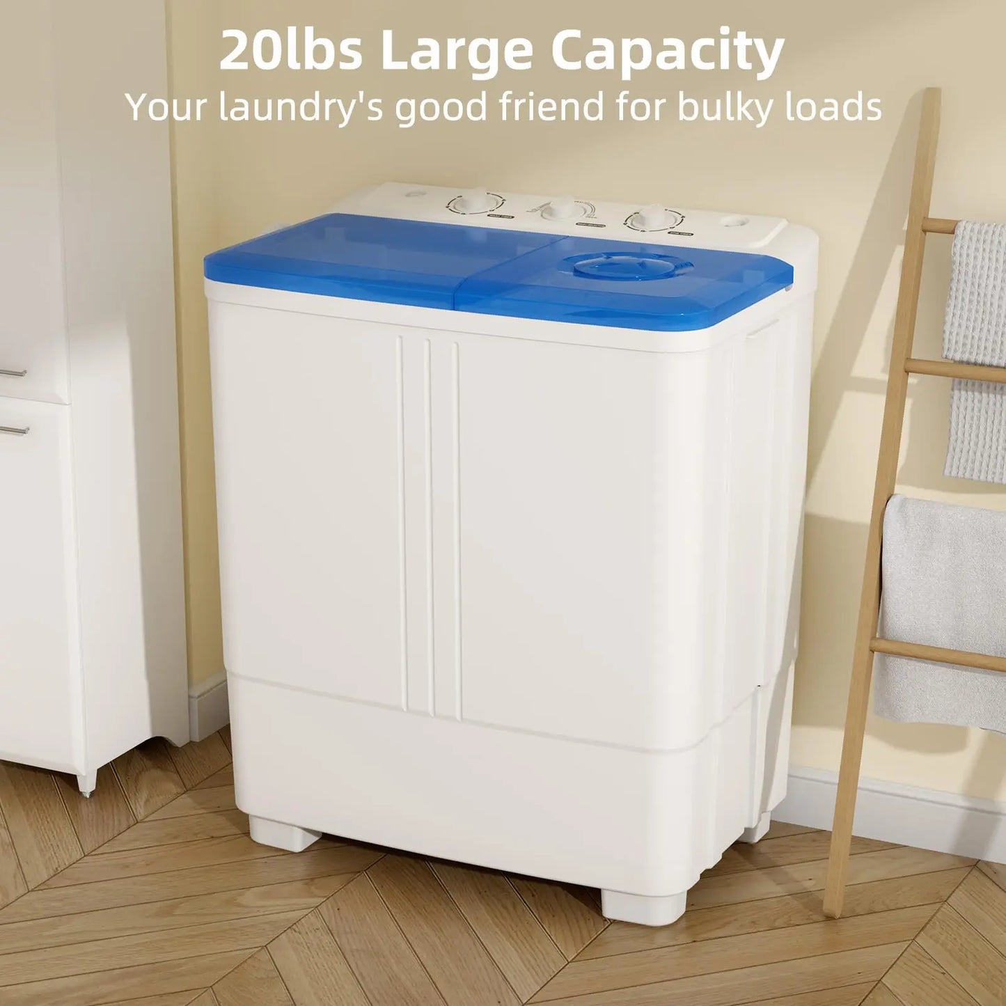 20Lb Portable Twin Tub Washing Machine with Drain Pump