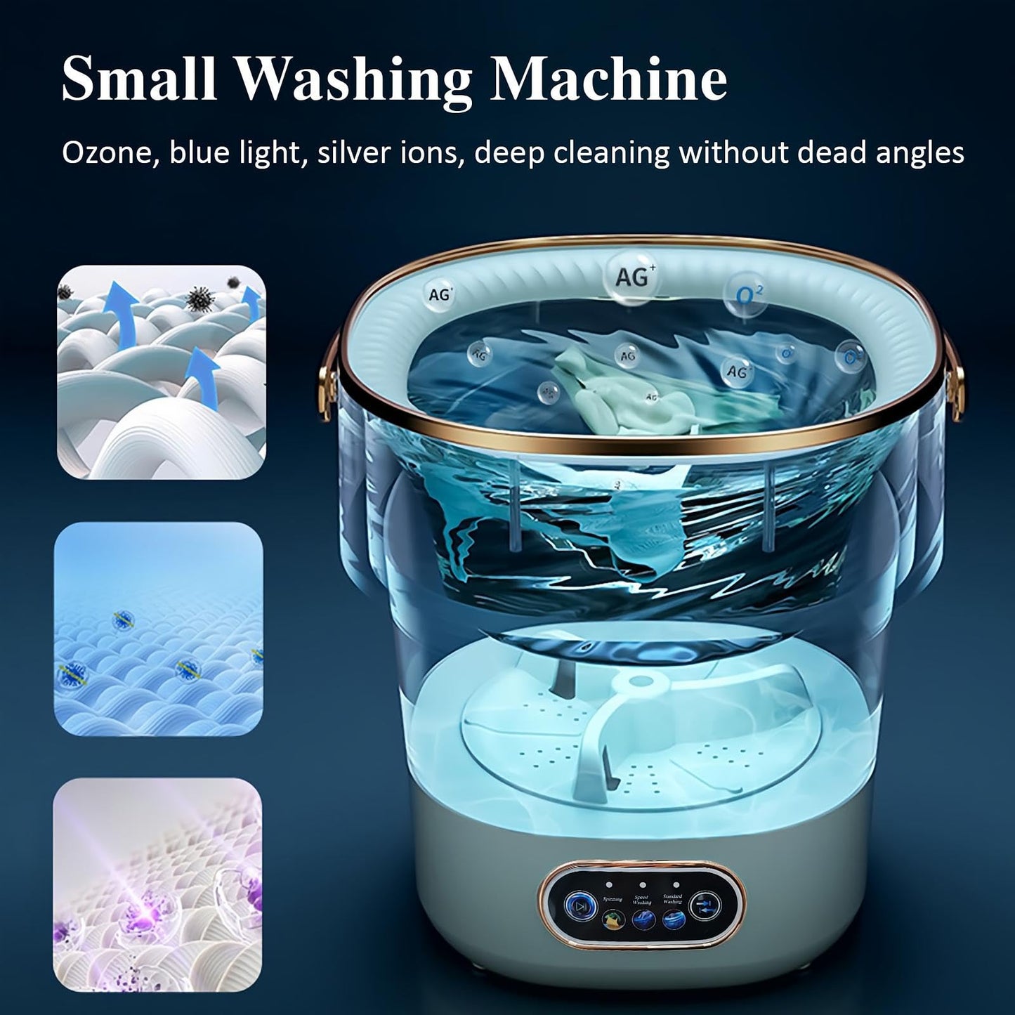 Portable Washing Machine,Mini Washer 15L Upgraded With Spin Basket,Small Clothes Folding Washing Machine Of Underwear, Baby And Small Clothes,Suitable For Home Apartments Dormitories, Hotels White