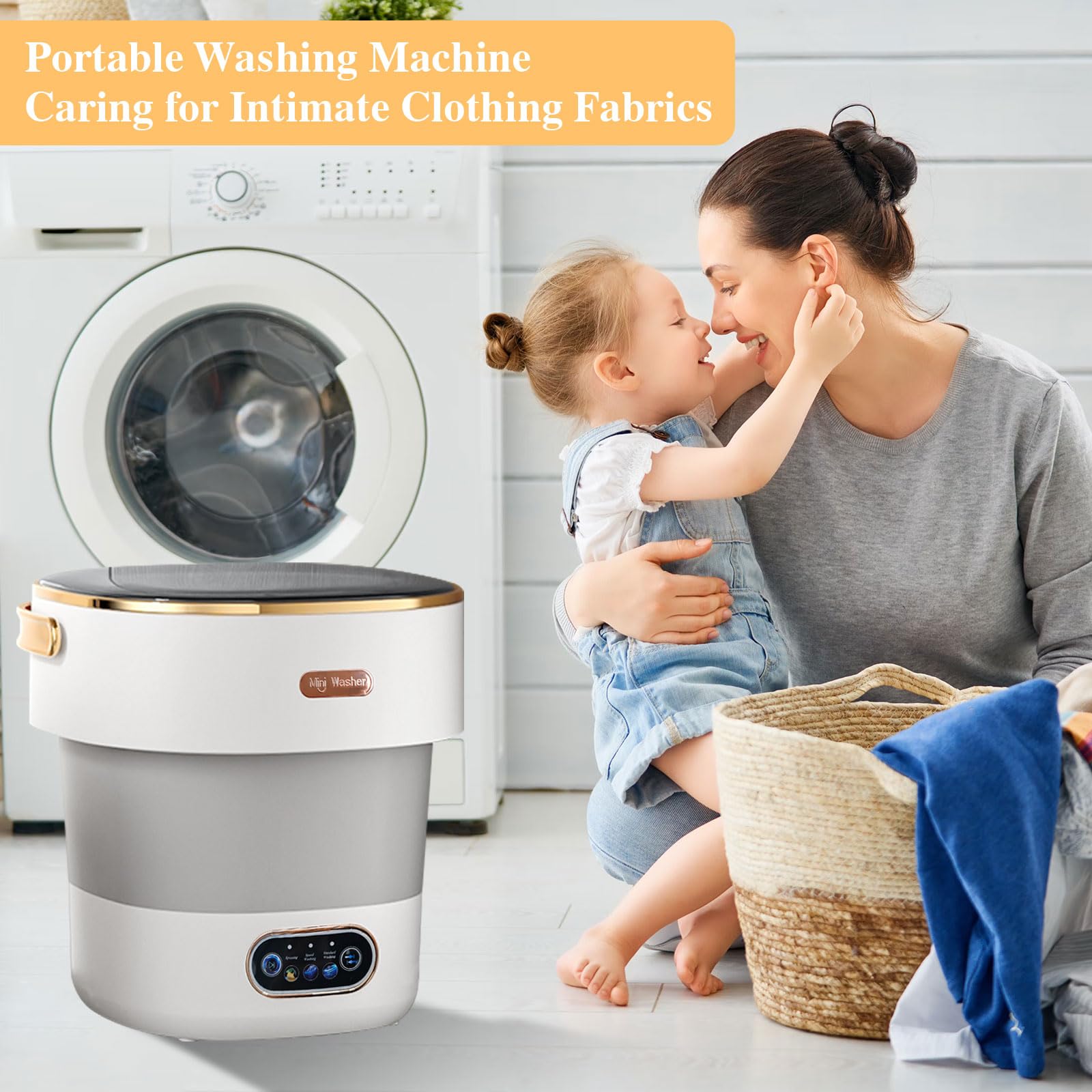 Portable Washing Machine,Mini Washer 15L Upgraded With Spin Basket,Small Clothes Folding Washing Machine Of Underwear, Baby And Small Clothes,Suitable For Home Apartments Dormitories, Hotels White