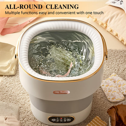 Portable Washing Machine,Mini Washer 15L Upgraded With Spin Basket,Small Clothes Folding Washing Machine Of Underwear, Baby And Small Clothes,Suitable For Home Apartments Dormitories, Hotels White